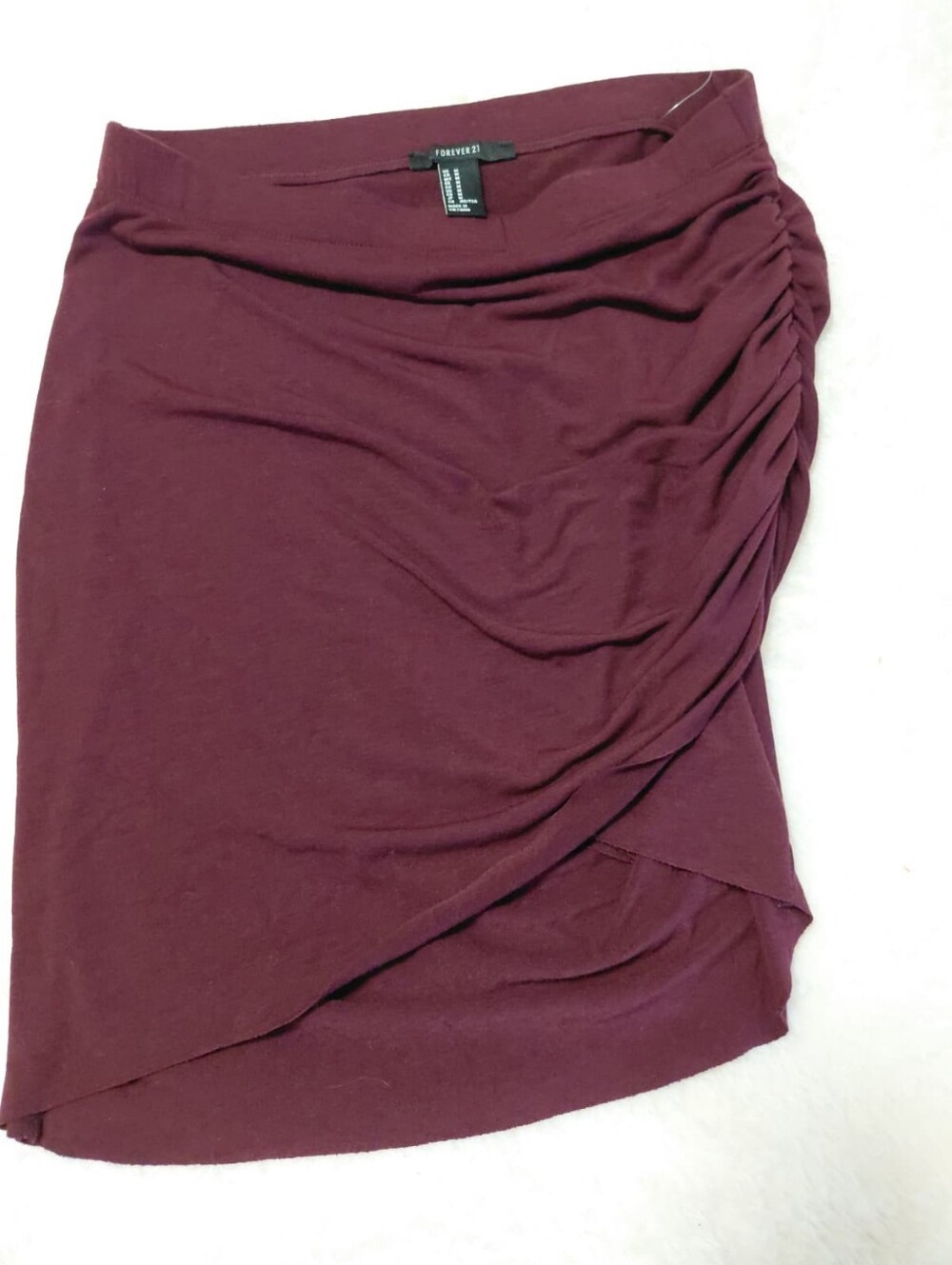 Forever 21 Burgundy Ruched Wrap Mini Skirt | Women's Size Medium (M)